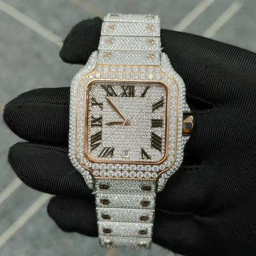 High End Luxury Square Gold VVS Moissanite Diamond Watch – Waterproof Iced Out Men’s Wristwatch