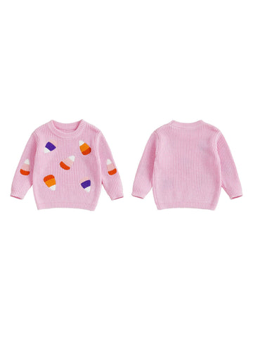 Infant Halloween Sweater – Pumpkin Embroidered Knit Pullover
