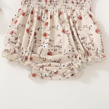 Infant Summer Jumpsuit – Sleeveless Floral Romper with Tie Straps