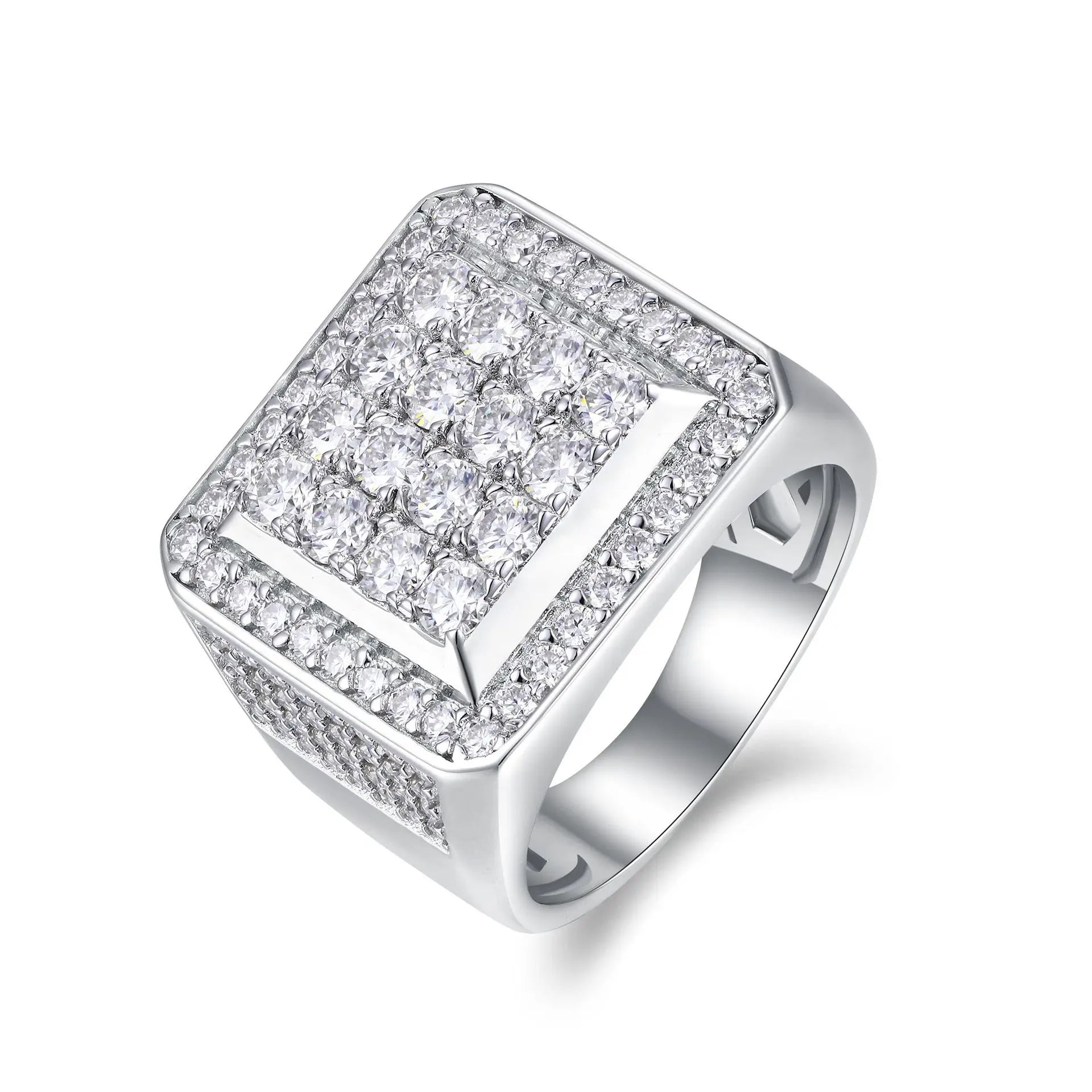 Luxury Moissanite Square Ring – 925 Silver Platinum/Gold Plated