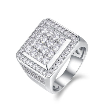 Luxury Moissanite Square Ring – 925 Silver Platinum/Gold Plated