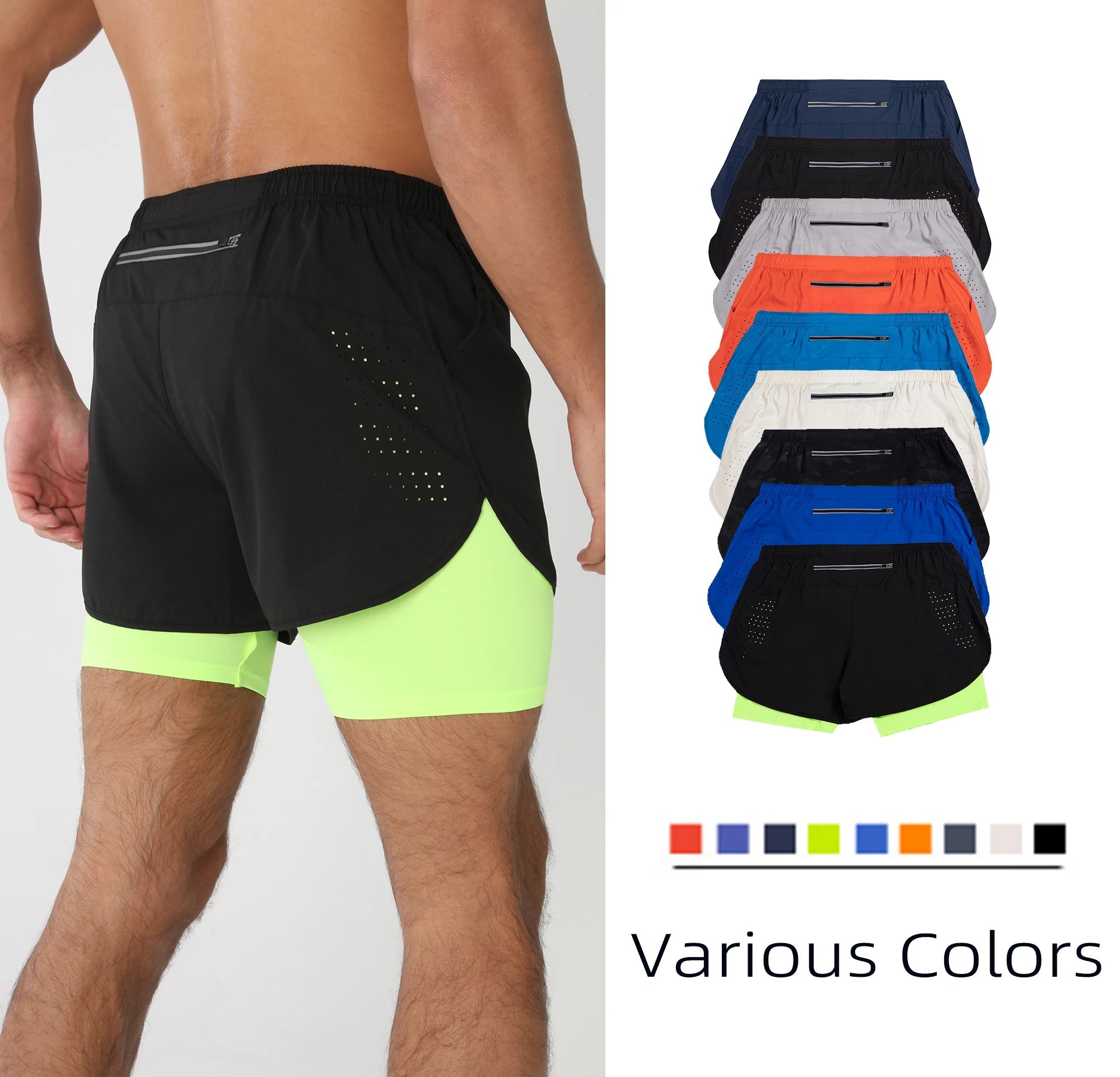 Men’s 2-in-1 Quick Dry Gym Shorts – Liner, Pockets & Towel Loop