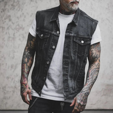 Men’s 2024 Denim Sleeveless Vest Jacket
