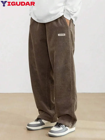 Men’s Corduroy Loose-Fit Pants – Casual Cargo Style