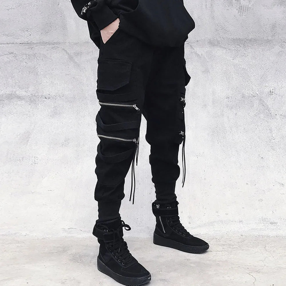 Men’s Hip Hop Cargo Jogger Pants – Multi-Pocket Streetwear