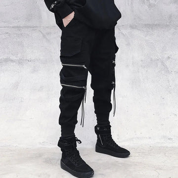 Men’s Hip Hop Cargo Jogger Pants – Multi-Pocket Streetwear