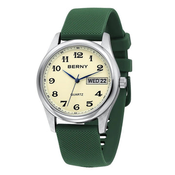 Men’s Quartz Watch with Week Calendar – Stainless Steel & Silicone Strap