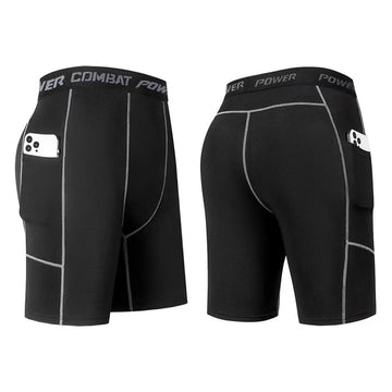 Men’s Quick-Dry Compression Shorts with Pocket – Sports Base Layer