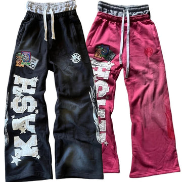 Men's Retro Letter Patch Sweatpants – Baggy Gothic Joggers