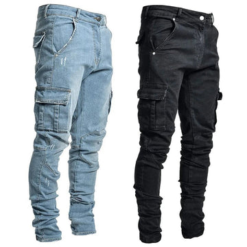 Men’s Street Elastic Denim Cargo Pants