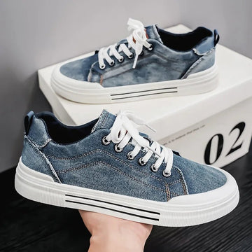 Men’s Streetwear Denim Canvas Sneakers Large Size 48
