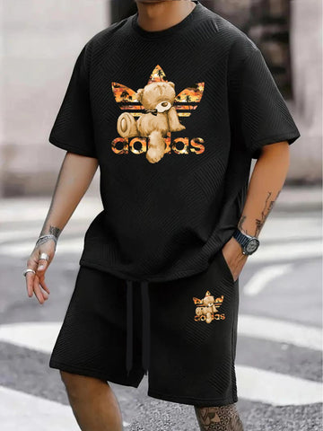 Men’s Summer Jacquard T-Shirt & Shorts Set