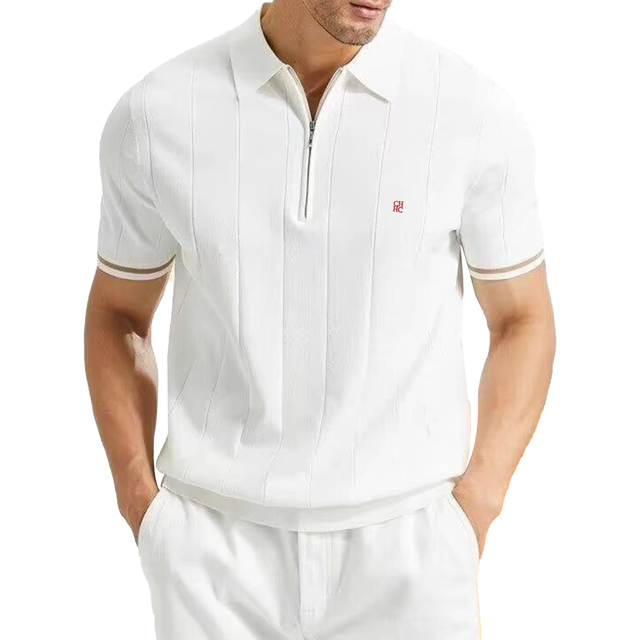 Men's Summer Ribbed Knit Polo – Breathable Smart Casual