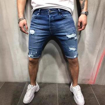 Men’s Summer Ripped Skinny Denim Shorts