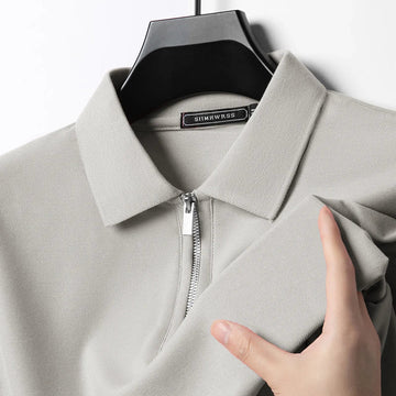 Men's Summer Slim Fit Polo Shirt – Breathable Half-Zip Casual Top