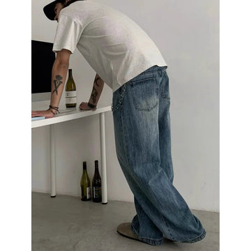 Men’s Wide Leg High Waist Denim Jeans