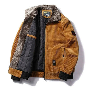 Men’s Winter Corduroy Fur Collar Jacket