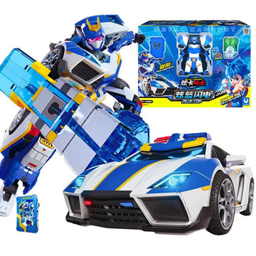 Metal Transforming Robot Car – Blue Cop Action Figure Toy