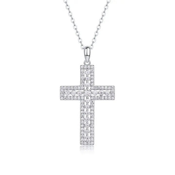 Moissanite Cross Necklace – 0.98CT S925 Silver Pendant