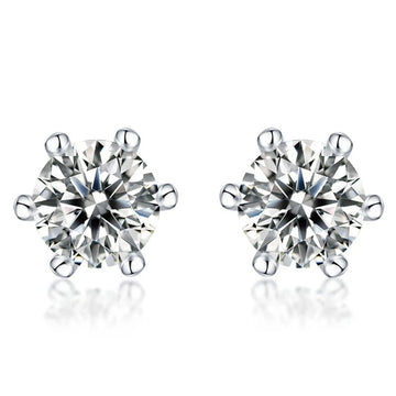 Moissanite Round Stud Earrings – 925 Silver Gold-Plated