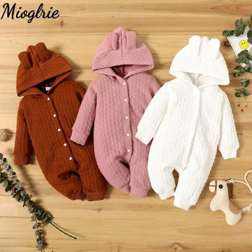 Newborn Baby Romper Hooded Autumn Winter Bodysuit 0-18M