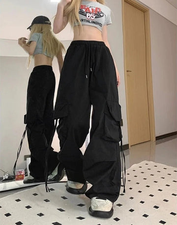 Retro Vintage High Street Baggy Pants – Women’s Oversized Drawstring Joggers