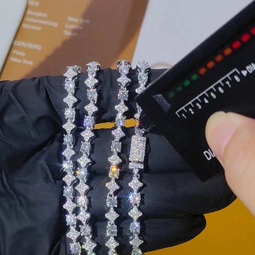 S925 Silver Moissanite Star Tennis Chain Bracelet/Necklace – Hip Hop Iced Out Jewelry