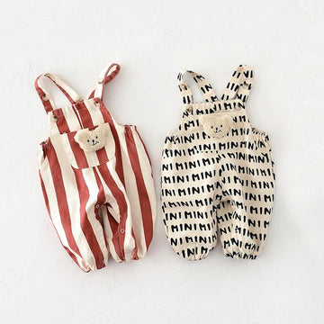 Striped Baby Romper – Infant Overall with Bear Doll