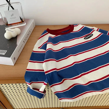 Striped Cotton Long Sleeve Kids T-Shirt – Autumn Top for Boys & Girls