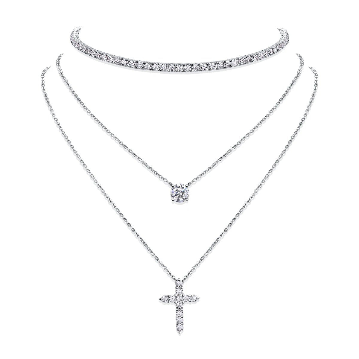 Trendy Moissanite Pendant Necklace – 925 Silver Gold-Plated