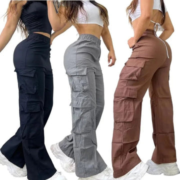 Women's High Waist Cargo Pants – Wide Leg Baggy Y2K Streetwear Trousers