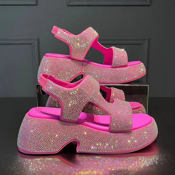 Women’s Luxury Rhinestone Thick-Soled Sandals
