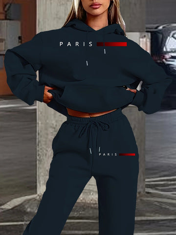 Women's Oversized Printed Hoodie & Sweatpant Set – Hip Hop Streetwear Fleece Tracksuit