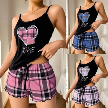 Women’s Plaid Suspender Pajama Set – Sexy Summer Sleepwear & Loungewear