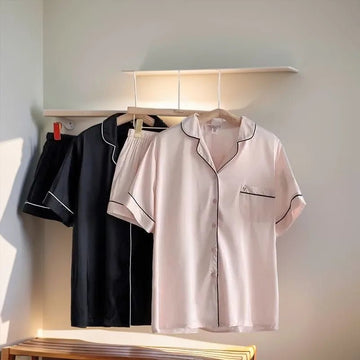 Women’s Satin Pajama Set – VS-Inspired Short Sleeve Summer Nightwear