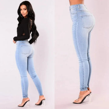 Women’s Sexy High-Waist Skinny Jeans – Push-Up Stretch Denim Pants