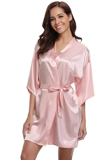 Women’s Silk Satin Kimono Robe – Elegant Bridesmaid & Dressing Gown